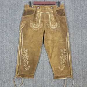 Bavarian Oktoberfest Lederhosen Pants Mens S Brown Suede German Tracht Outfit
